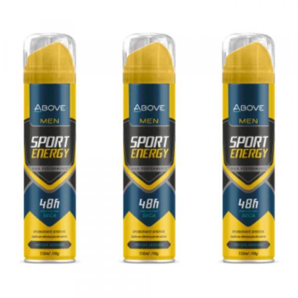 Above Men Sport Energy Desodorante Aerosol 48h 150ml (Kit C/03)