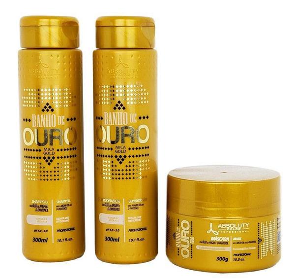 Absoluty Color Banho de Ouro Shampoo Condicionador e Máscara Home Care - Absoluty Color Professional