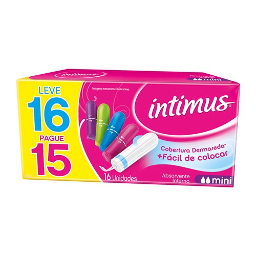 Absorvente Interno Mini Intimus Rosa com 16 Unidades - Embalagem Promocionalabsorvente Interno Mini Intimus com 16 Unidades - Embalagem Promocional