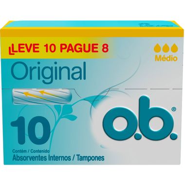 Absorvente Interno Original OB Leve 10 Pague 8 Un.