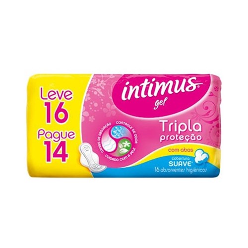 Absorvente Intimus Gel Tripla Proteção Suave C/ Abas Leve 16 Pague 14