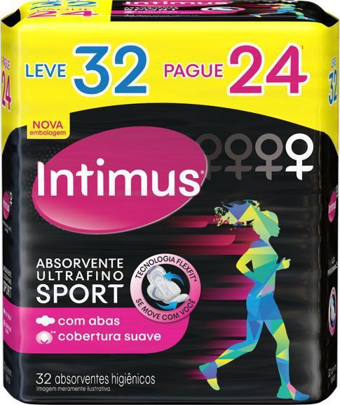 Absorvente Intimus Sport Suave com Abas Ultrafino 32 Unidades