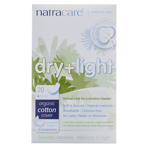 Absorvente Orgânico Dry e Light para Incontinência com 20 Unidades - Natracare