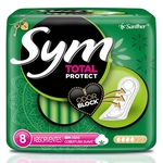 Absorvente Sym Total Protect suave sem abas, 8 unidades
