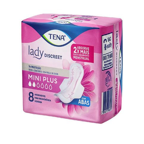 Absorvente Tena Lady Discreet Mini Plus Pct C/ 8
