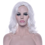 Acessórios de cabelo da fibra sintética Partido Médio Ondulado Cabelo Branco Cosplay alta temperatura perucas para mulheres