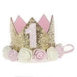 Acessórios de Cabelo Flor Rose Bebê Crown Digital com alça de aniversario para Crianças