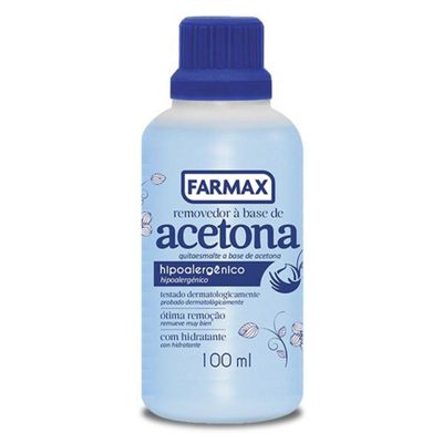 Acetona Blue 100ml Farmax Removedor Hipoalergênico à Base de Acetona Farmax 100 Ml Unimarka