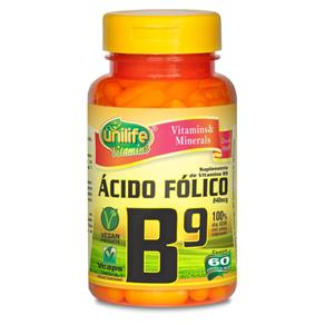 Ácido Fólico Vitamina B9 60 Cápsulas - 500mg - Unilife