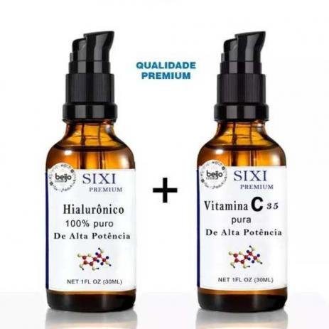 Acido Hialuronico Vitamina C 30 Ml Alta Potencia Kit Serum para o Rosto Anti Idade Antioxidante Sixi