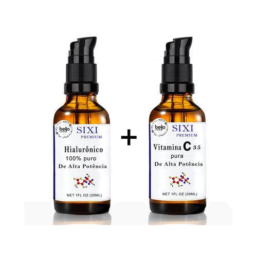 Acido Hialuronico + Vitamina C 30 Ml Alta Potencia - Kit Serum para o Rosto Anti Idade Antioxidante