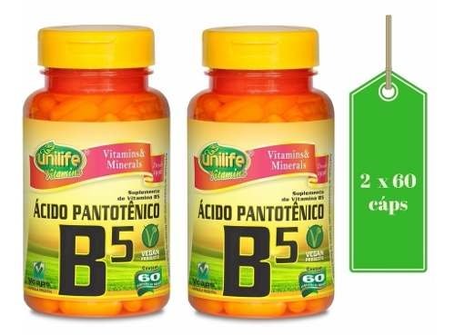 Ácido Pantotênico Vitamina B5 Unilife 2 X 60 Cáps de 500Mg