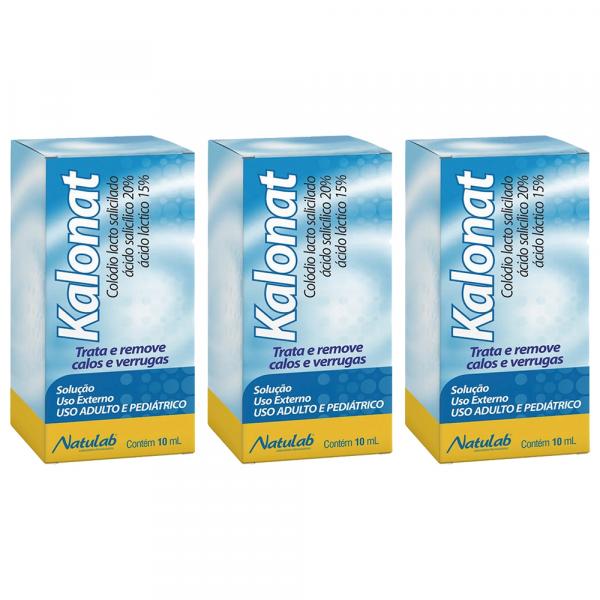 Ácido salicílico kalonat trata e remove calos e verrugas - natulab - kit 3x10ml