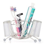 Aço inoxidável escova de dentes Stand Holder Banho dentífrico Cup Escova de armazenamento Organizer