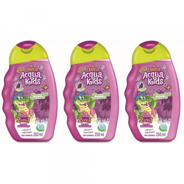 Acqua Kids 2em1 Uva e Aloe Vera Shampoo 250ml (Kit C/03)