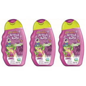Acqua Kids 2em1 Uva e Aloe Vera Shampoo 250ml - Kit com 03