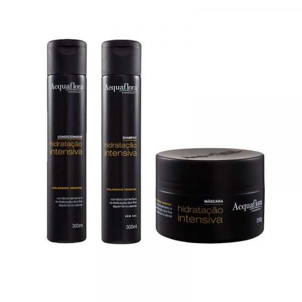 Acquaflora Kit Trio Shampoo + Condicionador + Máscara Hidratação Intensiva (3 Produtos)