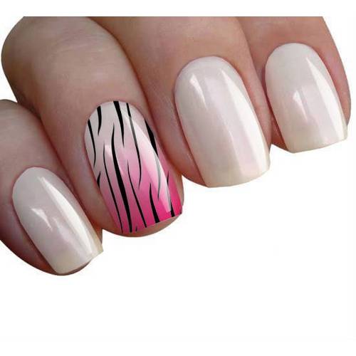 Adesivos de Unhas Feminices For Nails Degradê Branco e Rosa com Listras Mm03