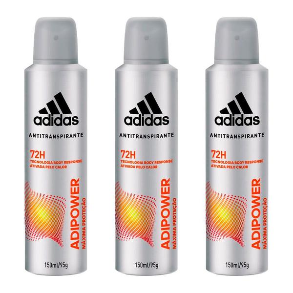 Adidas Adipower Masculino Kit 3 Desodorantes Antitranspirante