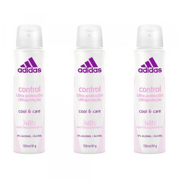 Adidas Control Desodorante Aerosol Feminino 150ml (Kit C/03)