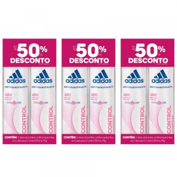 Adidas Control Desodorante Aerosol Feminino 2x150ml (Kit C/03)