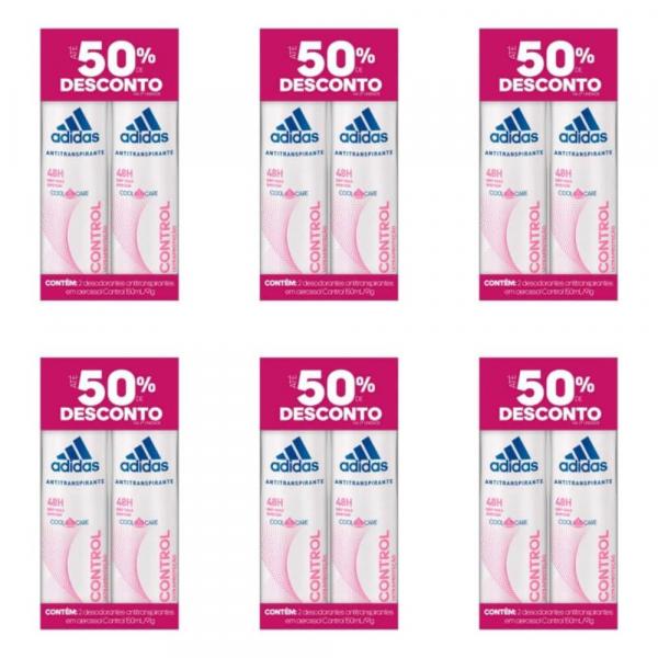 Adidas Control Desodorante Aerosol Feminino 2x150ml (Kit C/06)
