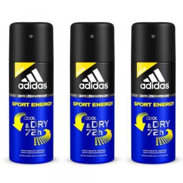 Adidas Sport Energy Masculino Desodorante Aerosol 150ml (Kit C/03)