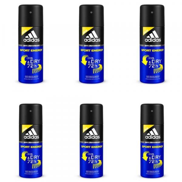 Adidas Sport Energy Masculino Desodorante Aerosol 150ml (Kit C/06)