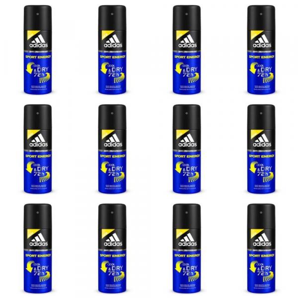 Adidas Sport Energy Masculino Desodorante Aerosol 150ml (Kit C/12)