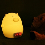 Ador¨¢vel USB Porco bonito Night Light Quarto Alarme Decor Mini LED Clock Lamp