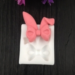 Adorável bowknot orelhas de coelho suave silicone Mold para bolo de Fondant Sugarcraft