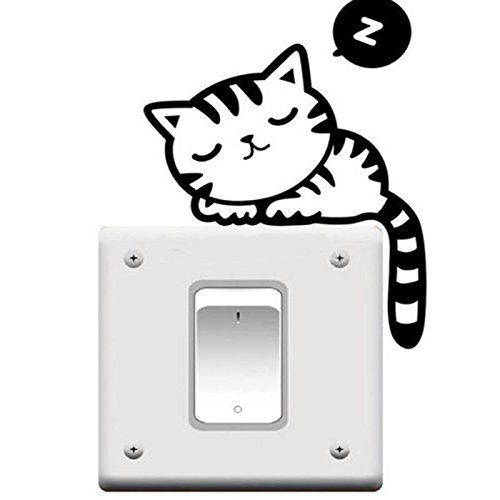 Adorável Cat Nap Luz Pet Mudar Decal Funny Sticker