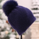 Adulto real cabelo Bola Mink Fur malha de lã Cap Super Grande Wool Fur Hat Knit