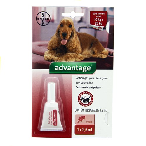 Advantage Cães 10 a 25kg Bayer Antipulgas e Carrapatos