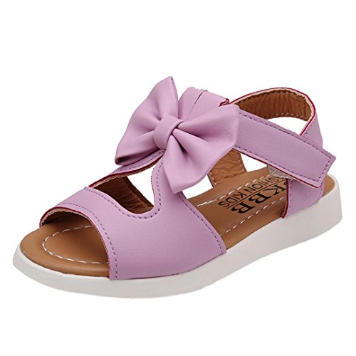 (Age:3T US:8.5, Purple) - Baby Sandals,Dainzuy Toddler Baby Girls Bowknot Anti-Slip Summer Prewalker Sandals First Walkers Outdoor Pricness Shoes (Age