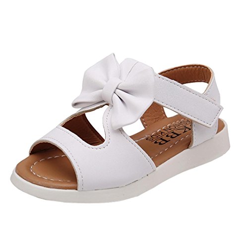 (Age:5T US:10, White) - Baby Sandals,Dainzuy Toddler Baby Girls Bowknot Anti-Slip Summer Prewalker Sandals First Walkers Outdoor Pricness Shoes (Age:5