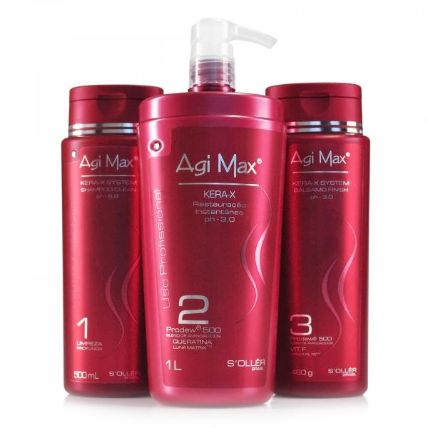 Agi Max Red Kit Escova Inteligente Kera-X 2x 500ml, 1000ml - Agi Max