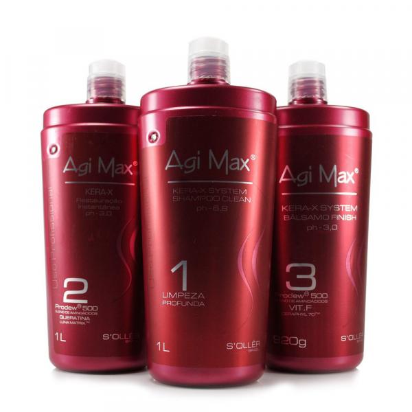 Agi Max - Red Kit Escova Inteligente Kera-X 3x1000ml - Agi Max
