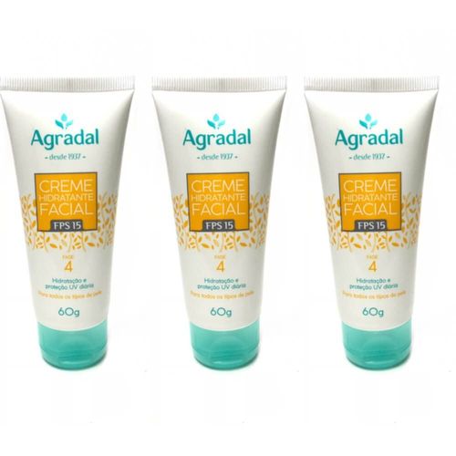Agradal Creme Facial Hidratante Fps15 60g (kit C/03)