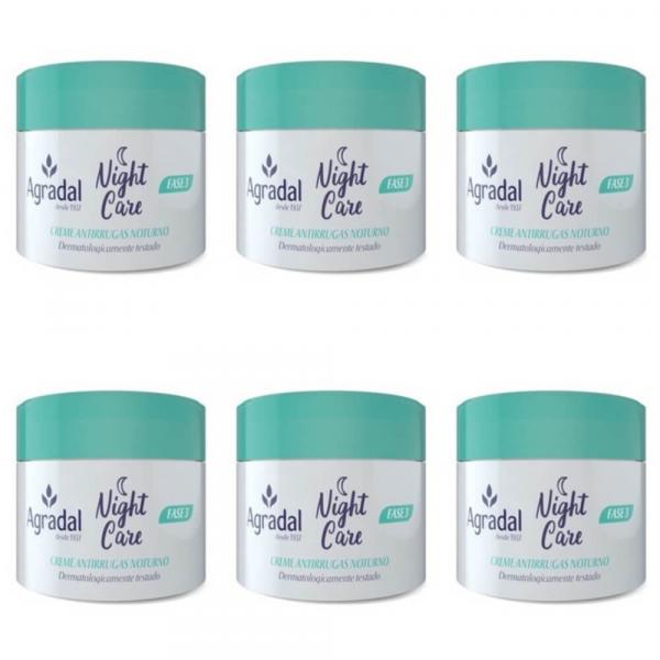 Agradal Night Care Creme Facial Antirrugas 55g (Kit C/06)