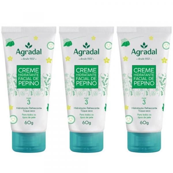 Agradal Pepino Creme Hidratante Facial 60g (Kit C/03)