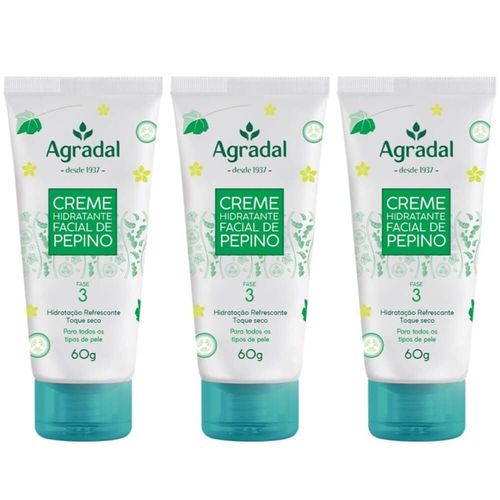 Agradal Pepino Creme Hidratante Facial 60g (kit C/03)
