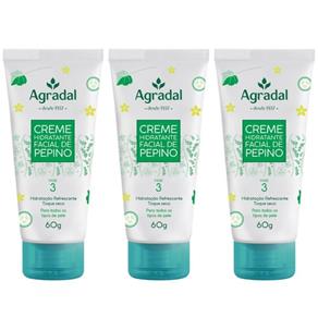 Agradal Pepino Creme Hidratante Facial 60g - Kit com 03