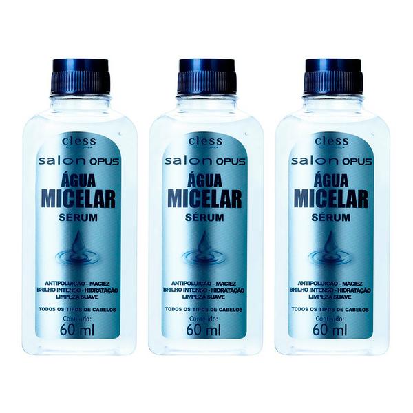 Água Micelar Serum Salon Opus Tratamento Capilar Antipoluição Elimina Impurezas dos Fios 3x60ml - Cless