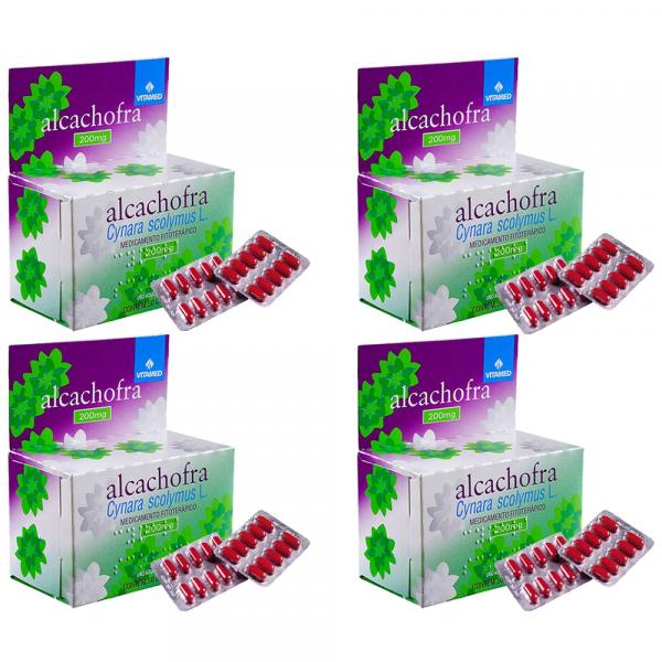 Alcachofra 200mg kit 4x50cp vitamed - auxilia emagrecimento