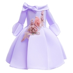 Alças Médio luva menina Crianças Formal vestido Crianças bordado vestido de princesa