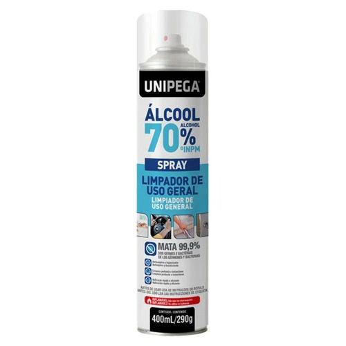 Álcool 70% Spray Higienizador Antisséptico Bactericida 400ml - Unipega
