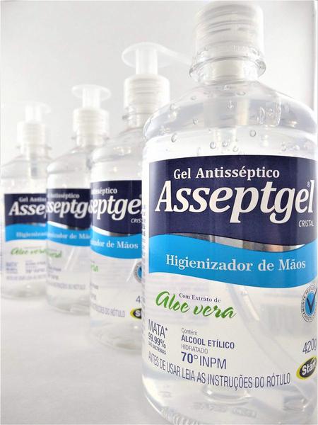 Alcool em Gel 70% 420g - Kit C/ 6 com Bico Dosador - Asseptgel