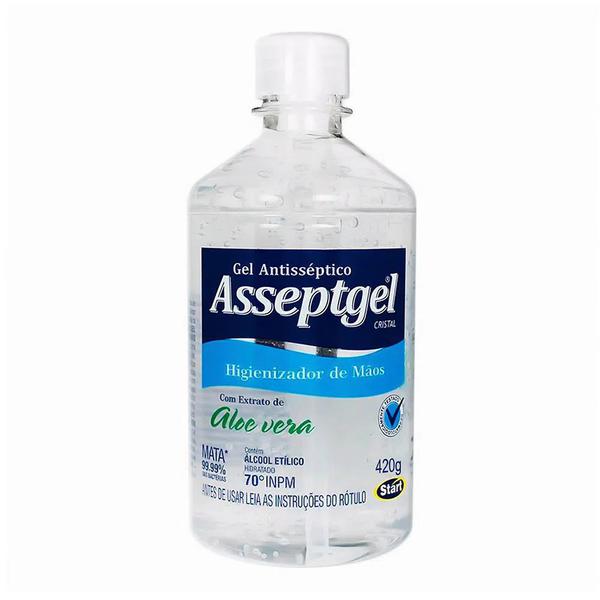 Álcool em Gel Asseptgel Antisséptico Hidratante Cristal 420g