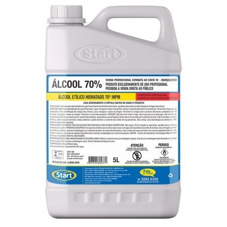 Álcool Etílico Hidratado 70º Inpm Líquido - 5 Litros